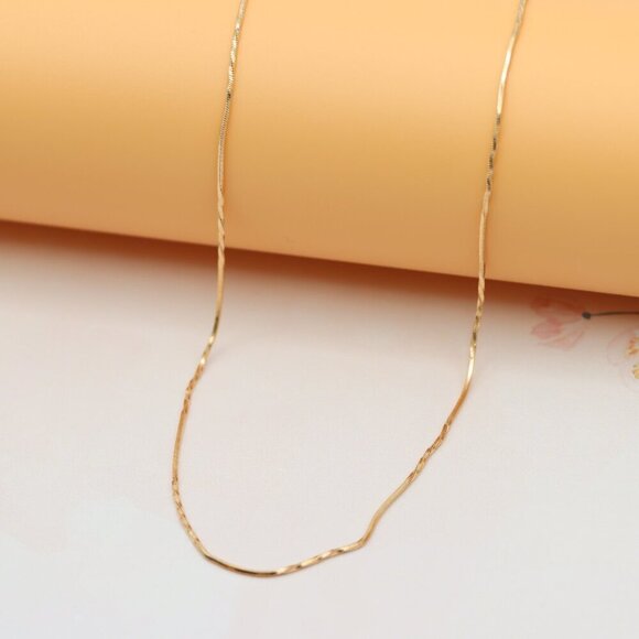 "Twisted Flat Rose Gold Necklace Elegant Shiny Finish, XPNL0140 - Picture 8 of 12